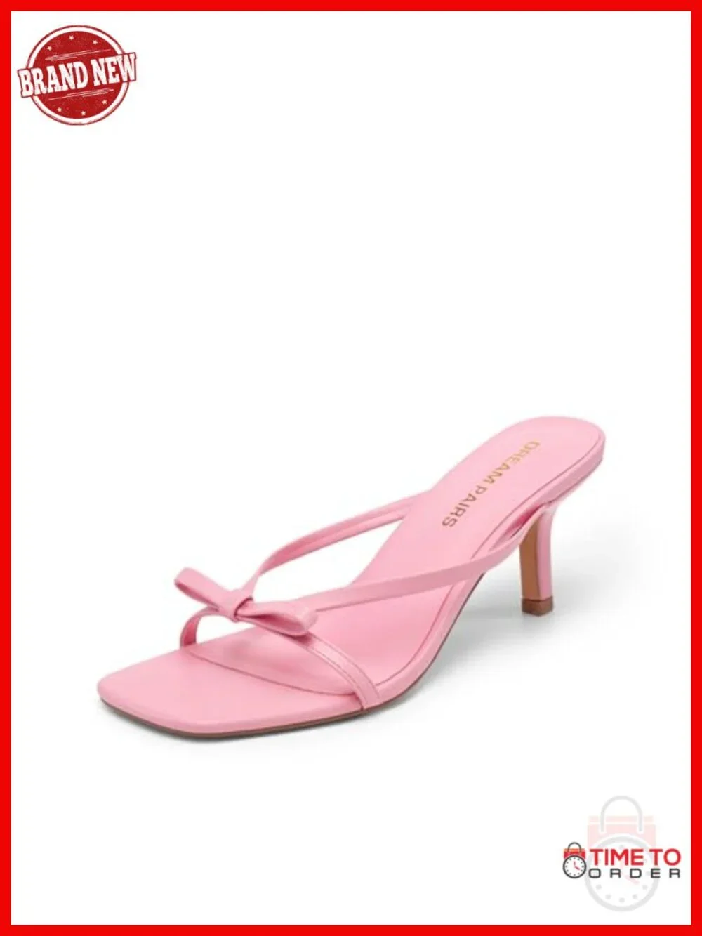 Women's Bow Kitten Heel Mule Sandals Square Toe Slip On Dress Heels Bridal